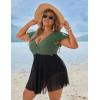 imageBlooming Jelly Womens Plus Size Bathing Suit One Piece Swim Dress Tummy Control Swimsuits Ruffle V Neck SwimwearArmy Green and Black
