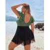 imageBlooming Jelly Womens Plus Size Bathing Suit One Piece Swim Dress Tummy Control Swimsuits Ruffle V Neck SwimwearArmy Green and Black