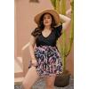 imageBlooming Jelly Womens Plus Size Bathing Suit One Piece Swim Dress Tummy Control Swimsuits Ruffle V Neck SwimwearBlack and Floral Print