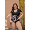 imageBlooming Jelly Womens Plus Size Bathing Suit One Piece Swim Dress Tummy Control Swimsuits Ruffle V Neck SwimwearBlack and Floral Print