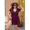 imageBlooming Jelly Womens Plus Size Bathing Suit One Piece Swim Dress Tummy Control Swimsuits Ruffle V Neck SwimwearFuchsia