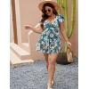 imageBlooming Jelly Womens Plus Size Bathing Suit One Piece Swim Dress Tummy Control Swimsuits Ruffle V Neck SwimwearGreen Floral Print