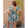 imageBlooming Jelly Womens Plus Size Bathing Suit One Piece Swim Dress Tummy Control Swimsuits Ruffle V Neck SwimwearGreen Floral Print