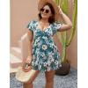 imageBlooming Jelly Womens Plus Size Bathing Suit One Piece Swim Dress Tummy Control Swimsuits Ruffle V Neck SwimwearGreen Floral Print