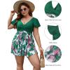 imageBlooming Jelly Womens Plus Size Bathing Suit One Piece Swim Dress Tummy Control Swimsuits Ruffle V Neck SwimwearGreen and Floral Print
