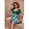 imageBlooming Jelly Womens Plus Size Bathing Suit One Piece Swim Dress Tummy Control Swimsuits Ruffle V Neck SwimwearGreen and Floral Print