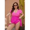 imageBlooming Jelly Womens Plus Size Bathing Suit One Piece Swim Dress Tummy Control Swimsuits Ruffle V Neck SwimwearPink and Hot Pink