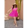 imageBlooming Jelly Womens Plus Size Bathing Suit One Piece Swim Dress Tummy Control Swimsuits Ruffle V Neck SwimwearPink and Hot Pink