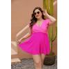 imageBlooming Jelly Womens Plus Size Bathing Suit One Piece Swim Dress Tummy Control Swimsuits Ruffle V Neck SwimwearPink and Hot Pink