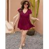 imageBlooming Jelly Womens Plus Size Bathing Suit One Piece Swim Dress Tummy Control Swimsuits Ruffle V Neck SwimwearRed