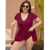 imageBlooming Jelly Womens Plus Size Bathing Suit One Piece Swim Dress Tummy Control Swimsuits Ruffle V Neck SwimwearRed