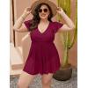 imageBlooming Jelly Womens Plus Size Bathing Suit One Piece Swim Dress Tummy Control Swimsuits Ruffle V Neck SwimwearRed
