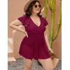 imageBlooming Jelly Womens Plus Size Bathing Suit One Piece Swim Dress Tummy Control Swimsuits Ruffle V Neck SwimwearRed