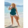 imageBlooming Jelly Womens Plus Size Tankini Swimsuits Two Piece Bathing Suits Tummy Control Flounce with ShortsBlue and Floral Print