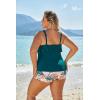 imageBlooming Jelly Womens Plus Size Tankini Swimsuits Two Piece Bathing Suits Tummy Control Flounce with ShortsBlue and Floral Print