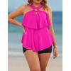 imageBlooming Jelly Womens Plus Size Tankini Swimsuits Two Piece Bathing Suits Tummy Control Flounce with ShortsHot Pink and Black