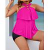 imageBlooming Jelly Womens Plus Size Tankini Swimsuits Two Piece Bathing Suits Tummy Control Flounce with ShortsHot Pink and Black