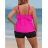 imageBlooming Jelly Womens Plus Size Tankini Swimsuits Two Piece Bathing Suits Tummy Control Flounce with ShortsHot Pink and Black