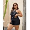 imageBlooming Jelly Womens Plus Size Tankini Swimsuits Two Piece Bathing Suits Tummy Control Flounce with ShortsPolka Dot and Black