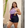 imageBlooming Jelly Womens Plus Size Tankini Swimsuits Two Piece Bathing Suits Tummy Control Flounce with ShortsPurple and Navy Blue