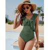 imageBlooming Jelly Womens Tummy Control Swimsuits Slimming Cute One Piece Bathing Suit Ruffle V Neck SwimwearArmy Green