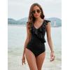 imageBlooming Jelly Womens Tummy Control Swimsuits Slimming Cute One Piece Bathing Suit Ruffle V Neck SwimwearBlack