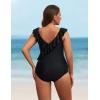 imageBlooming Jelly Womens Tummy Control Swimsuits Slimming Cute One Piece Bathing Suit Ruffle V Neck SwimwearBlack