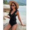 imageBlooming Jelly Womens Tummy Control Swimsuits Slimming Cute One Piece Bathing Suit Ruffle V Neck SwimwearBlack