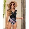 imageBlooming Jelly Womens Tummy Control Swimsuits Slimming Cute One Piece Bathing Suit Ruffle V Neck SwimwearBlack and Floral