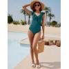 imageBlooming Jelly Womens Tummy Control Swimsuits Slimming Cute One Piece Bathing Suit Ruffle V Neck SwimwearDarkcyan