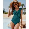 imageBlooming Jelly Womens Tummy Control Swimsuits Slimming Cute One Piece Bathing Suit Ruffle V Neck SwimwearDarkcyan
