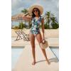 imageBlooming Jelly Womens Tummy Control Swimsuits Slimming Cute One Piece Bathing Suit Ruffle V Neck SwimwearGreen Floral