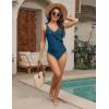 imageBlooming Jelly Womens Tummy Control Swimsuits Slimming Cute One Piece Bathing Suit Ruffle V Neck SwimwearNavy Blue