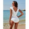 imageBlooming Jelly Womens Tummy Control Swimsuits Slimming Cute One Piece Bathing Suit Ruffle V Neck SwimwearWhite