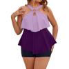 imageBlooming Jelly Womens Plus Size Tankini Swimsuits Two Piece Bathing Suits Tummy Control Flounce with ShortsPurple and Navy Blue