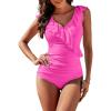 imageBlooming Jelly Womens Tummy Control Swimsuits Slimming Cute One Piece Bathing Suit Ruffle V Neck SwimwearPink