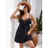 imageBlooming Jelly Women Swimsuit Coverup Spaghetti Strap Beach Dress Bathing Suit Cover Ups Swiss Dot Sundress with PocketBlack