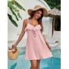 imageBlooming Jelly Women Swimsuit Coverup Spaghetti Strap Beach Dress Bathing Suit Cover Ups Swiss Dot Sundress with PocketPink