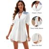 imageBlooming Jelly Womens Bathing Suit Cover Up Swimsuit Coverups Swim Ruffle Sleeve Swimwear V Neck Bikini Beach Dress WhiteS