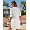 imageBlooming Jelly Womens Bathing Suit Cover Up Swimsuit Coverups Swim Ruffle Sleeve Swimwear V Neck Bikini Beach Dress WhiteS