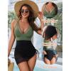 imageBlooming Jelly Womens One Piece Swimsuit Tummy Control Swim Dress Modest Bathing Suit Mesh Sarong Wraps Swim SuitsArmy Green and Black