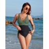 imageBlooming Jelly Womens One Piece Swimsuit Tummy Control Swim Dress Modest Bathing Suit Mesh Sarong Wraps Swim SuitsArmy Green and Black