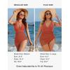 imageBlooming Jelly Womens One Piece Swimsuit Tummy Control Swim Dress Modest Bathing Suit Mesh Sarong Wraps Swim SuitsBrick Red
