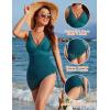 imageBlooming Jelly Womens One Piece Swimsuit Tummy Control Swim Dress Modest Bathing Suit Mesh Sarong Wraps Swim SuitsDark Cyan
