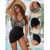 imageBlooming Jelly Womens One Piece Swimsuit Tummy Control Swim Dress Modest Bathing Suit Mesh Sarong Wraps Swim SuitsLeopard and Black