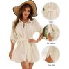 imageBlooming Jelly Womens Swimsuit Coverup Bikini Bathing Suit Cover Up Tie Side Beach Dress ShirtBeige