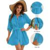 imageBlooming Jelly Womens Swimsuit Coverup Bikini Bathing Suit Cover Up Tie Side Beach Dress ShirtBlue