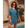 imageBlooming Jelly Womens Swimsuit Coverup Bikini Bathing Suit Cover Up Tie Side Beach Dress ShirtCyan