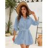 imageBlooming Jelly Womens Swimsuit Coverup Bikini Bathing Suit Cover Up Tie Side Beach Dress ShirtSky Blue