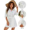 imageBlooming Jelly Womens Swimsuit Coverup Bikini Bathing Suit Cover Up Tie Side Beach Dress ShirtWhite